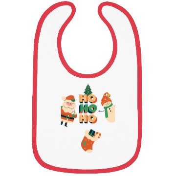 Discover Beige Red Green Illustrative Christmas Bibs