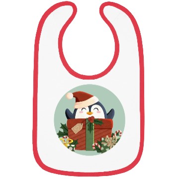 Discover Cute Penguin with Gift and Santa Hat Bibs
