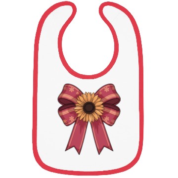 Discover Sunflower on Red Bow With Snowflakes Bibs