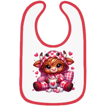 Discover Cute cartoon valentines highland cow Bibs