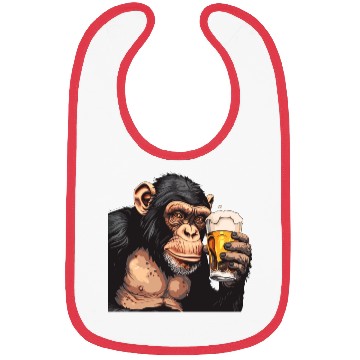 Discover Cute Chimpanzee Drinking Beer 2 Bibs