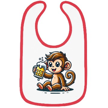 Discover Cute Monkey Drinking Beer Bibs