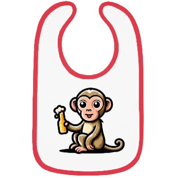 Discover Cute Monkey Drinking Beer 3 Bibs