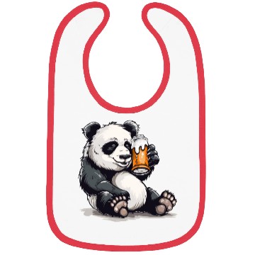 Discover Cute Panda Drinking Beer 2 Bibs