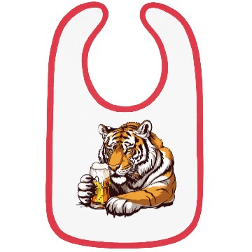 Discover Cute Tiger Drinking Beer 2 Bibs