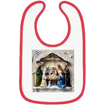 Discover Nativity manger, tree wise men Bethlem Bibs