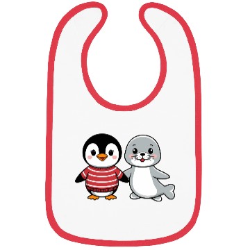 Discover Penguin and Seal Friends holding hands Bibs