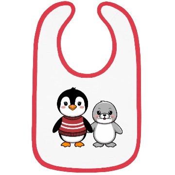 Discover Cute Penguin and Seal Best Buddies Friends Bibs