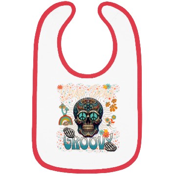 Discover Drop Dead Groovy Psychedelic Skull Bibs