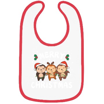 Discover Merry Christmas Cute Monkey Festive Lights Monkey Bibs