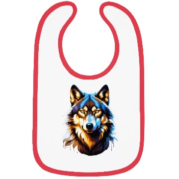 Discover Isolated Lone Wolf Head Ink Design Bibs