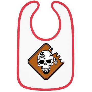Discover Pirate Shield Skull Skeleton Danger Warning Sign Bibs