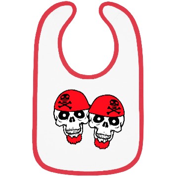 Discover 2 Pirate Skull Skeleton Halloween Two Friends Team Bibs