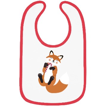 Discover Playful fox with candy cane for Christmas Bibs