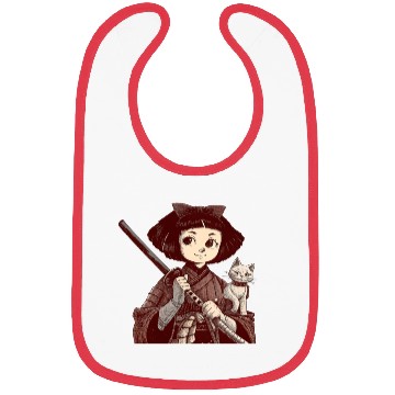 Discover Chibi Samurai Warrior Cat Companion & Blossoms Bibs