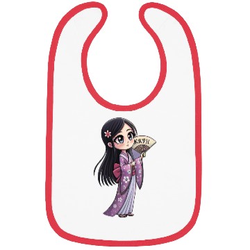 Discover Cute Chibi Geisha Anime Inspired Kimono Design Bibs