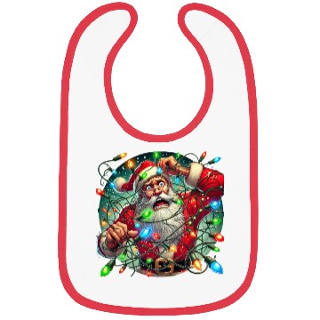 Discover Funny Christmas Santa: Tangled in Lights Bibs