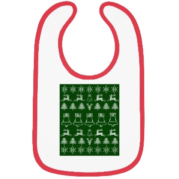Discover Christmas Cheer Ugly Sweater Pattern on Green Bibs