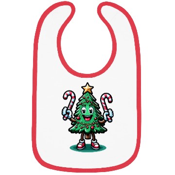 Discover Happy Christmas Tree With Candy Canes Retro Bibs