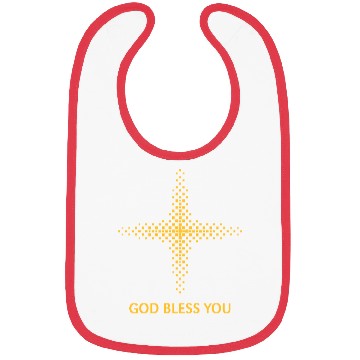Discover God Bless You (Religion / Cross / Squares / Gold) Bibs