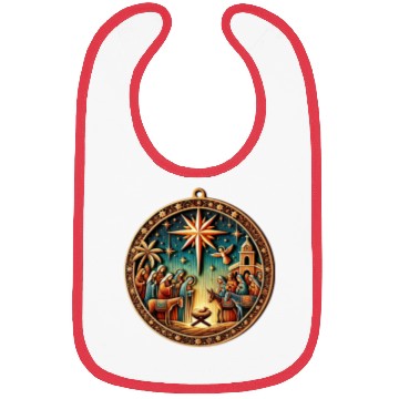 Discover Christmas Nativity Scene Wooden Ornament Bibs