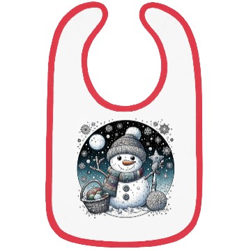 Discover Whimsical Christmas Snowman with Scarf Bibs