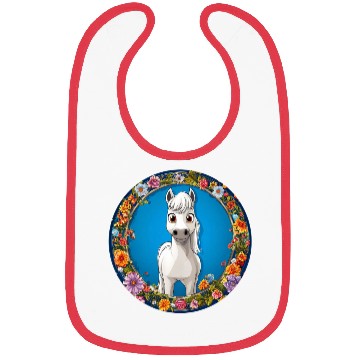 Discover Whimsical White Horse Floral Frame Bibs