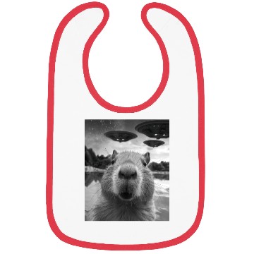 Discover Funny Graphic Capybara Selfie with UFOs Weird Bibs