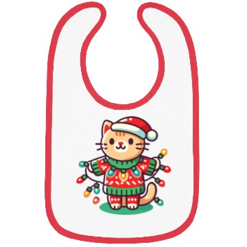 Discover Christmas Cat With Fairy Lights Bibs