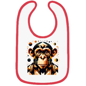 Discover geometric abstract chimpanzee art design Bibs