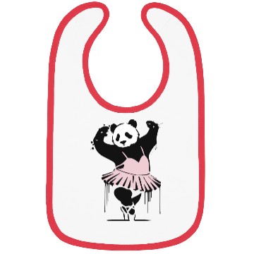 Discover unique dancing panda in pink ballet dress Bibs