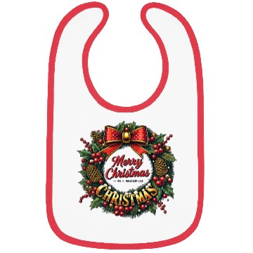 Discover 1950s Christmas Wreath - Vintage Holiday Cheer Bibs