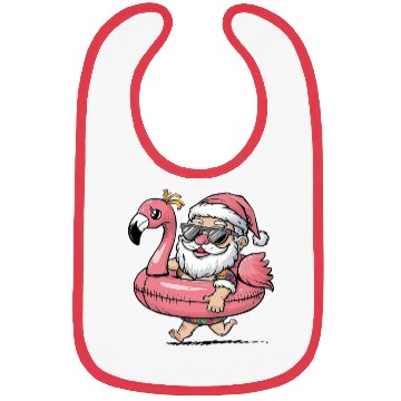 Discover Summer Santa Claus with Flamingo Float Bibs