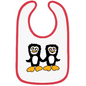 Discover Two Penguins Team 2 Friends Confused Hands Holding Bibs