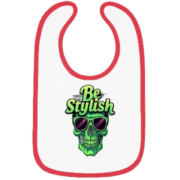 Discover Be Stylish Vibrant Green Skull with Sunglasses Bibs