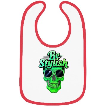 Discover Be Stylish Vibrant Green Skull with Sunglasses Bibs