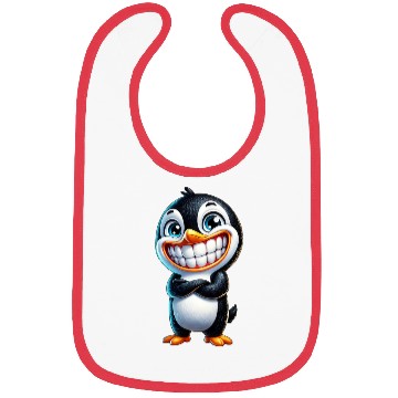 Discover Cute Grinning Penguin Cartoon Bibs