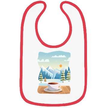 Discover Coffee Cup and Winter Mountain View Bibs