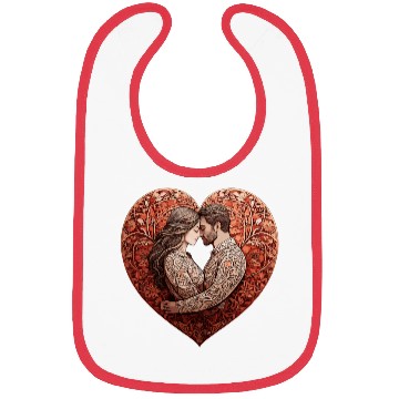 Discover Romantic Couple Embracing in Floral Valentine Hear Bibs
