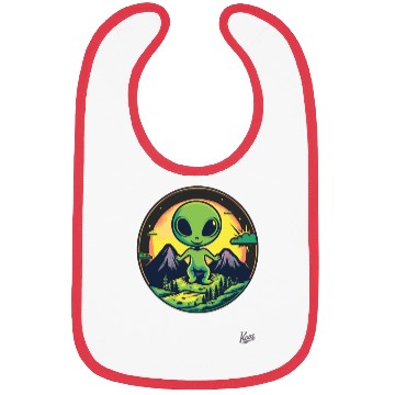 Discover Cute Green Alien Loves Nature Bibs