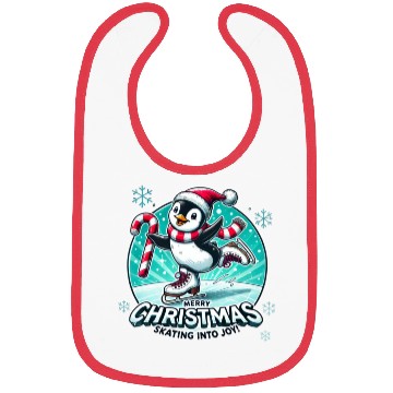 Discover Penguin Ice Skating Christmas Fun Bibs