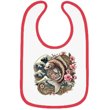 Discover Elegant Koi Fish and Cherry Blossom Design Bibs