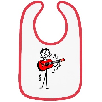 Discover Guitar girl red guitar singing Bibs