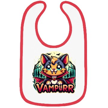 Discover Cute Vampire Cat Halloween Design Bibs