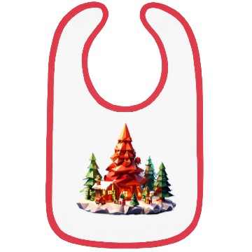 Discover Geometric Christmas Tree Scene Bibs