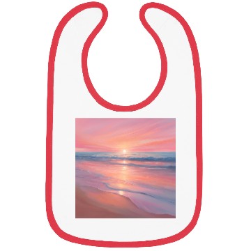 Discover Pink Sunset Ocean Scene Bibs