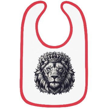 Discover Royal Lion Face with Crown Black and Grey Bibs