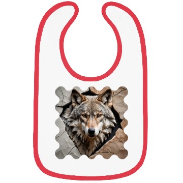Discover Wolf Emerging Through Stone Bibs