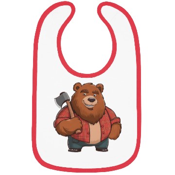 Discover Friendly Bear Red Plaid Bibs & Axe Lumberjack