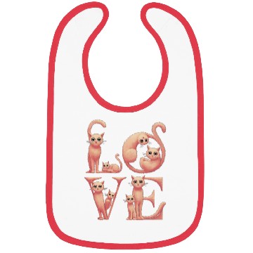 Discover Love Cat peach Bibs